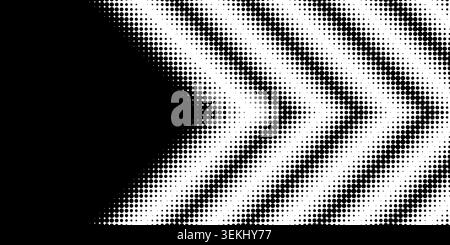 Halftone arrow pattern with dotted texture and gradient background. Dynamic geometric template for modern digital design and web graphics with directional motion effect. Stock Vector