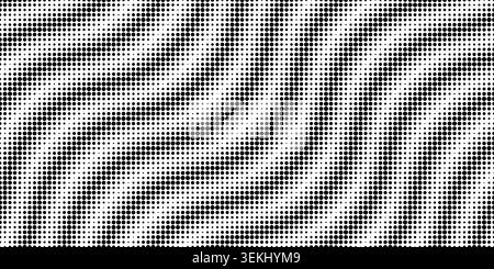 Halftone wave texture featuring dotted line patterns. Abstract gradient background with flowing curves, geometric shapes, and dynamic waveform elements for tech designs. Stock Vector