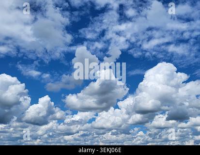 Dramatic Cumulus Cloudscape over Deep Blue Sky in the Bernese Countryside Switzerland Stock Photo