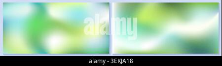 Blue gradient noisy bg for green spring leaves, grainy gradation. Emerald white teal colorful seamless backdrop. Luxury earth energy on soft dotted Stock Vector