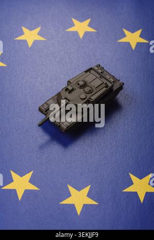 Military defense of Europe, the European Union, and investments in the military and security. Military defense of the European Union as a backdrop for Stock Photo