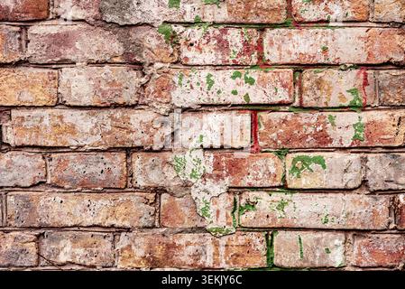 Texture, brick, wall, it can be used as a background. Brick texture with scratches and cracks Stock Photo