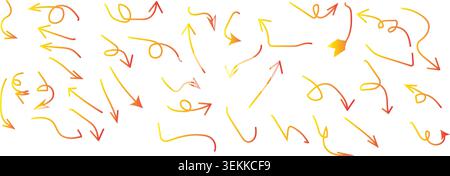 Hand Drawn Colorful Doodle Arrows Vector Set Isolated on White Background Stock Vector