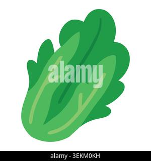 A vibrant green lettuce leaf illustrated in a modern flat vector style, perfect for food packaging, branding, and advertising materials showcasing a h Stock Vector
