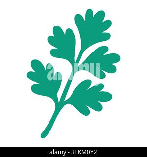 A single green leaf with a stem and multiple leaflets in a flat vector style, ideal for botanical illustrations, nature-themed designs, educational ma Stock Vector