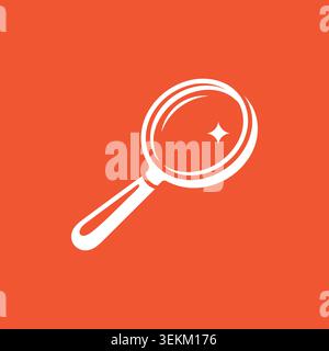 Flat vector illustration of a magnifying glass with a star inside the lens on an orange background. Ideal for editorial content, web design, and digit Stock Vector