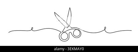 Minimal One Line Scissors Illustration Design Stock Vector