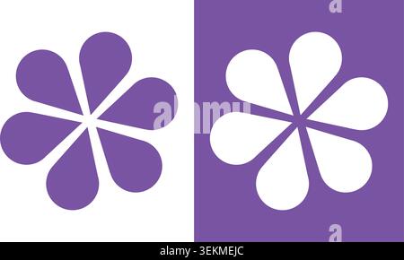 Six Petal Flower Shape Icon Set Stock Vector