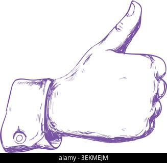 Hand Drawn Thumbs Up Gesture Illustration Stock Vector