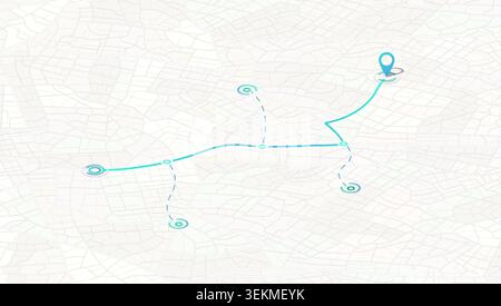 Location tracker dashboard. City street road with pins on map and alternative ways. Isometric street roads and location, vector background. Huge city Stock Vector