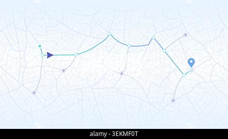 GPS navigation to pins and multiple markers on route. City map featuring directional signs, an intended goal point. Abstract plan highlights POI city Stock Vector