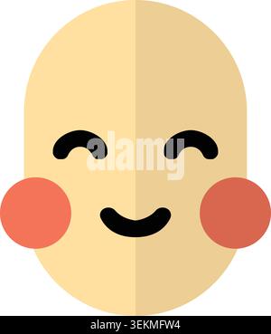 Simple illustration of a pale yellow smiling face mask with closed eyes round cheeks and a gentle expression. Stock Vector