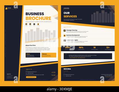 Modern A4 business brochure set with clean layout, elegant typography, and structured sections ideal for corporate branding and marketing materials. Stock Vector