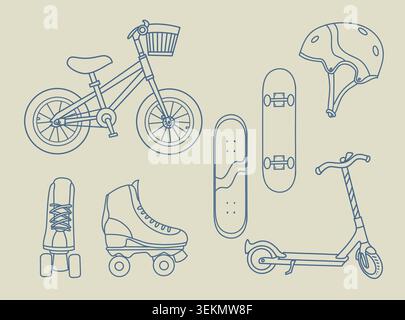 City transport line icons set. Stock Vector