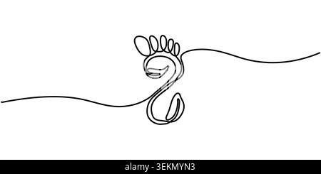 Minimalist Continuous Line Drawing of a Foot with Leaf Elements Stock Vector
