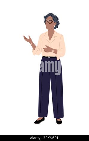 Flat Illustration of a confident woman gesturing Stock Vector
