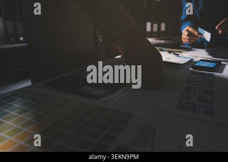 Team of Program Developer Collaborating on UXUI Design Planning in a Modern Office Environment Stock Photo