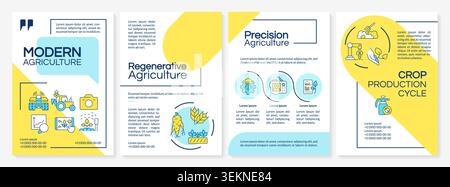 Modern agriculture blue and yellow brochure layout Stock Vector