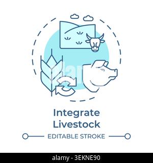 Integrate livestock soft blue concept icon Stock Vector