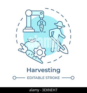 Harvesting soft blue concept icon Stock Vector