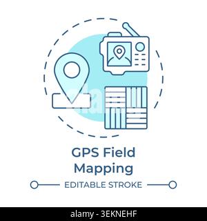 GPS field mapping soft blue concept icon Stock Vector