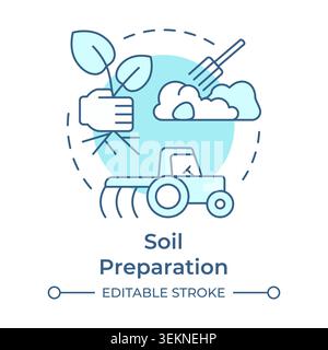 Soil preparation soft blue concept icon Stock Vector