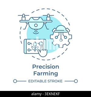 Precision farming soft blue concept icon Stock Vector