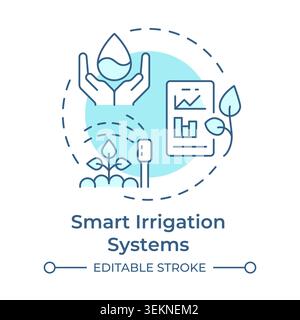 Smart irrigation systems soft blue concept icon Stock Vector