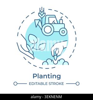 Planting soft blue concept icon Stock Vector