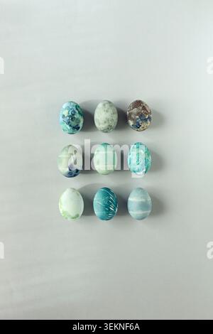 Easter eggs with marble-like finish in different shades Stock Photo