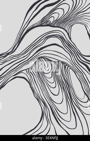 Abstract black flowing lines on light background Stock Photo