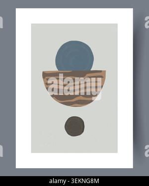 Abstract geometric composition with layered circle and stripes Stock Vector