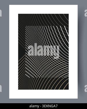 Abstract curved line composition on dark background Stock Vector