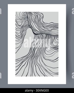 Abstract black line topographic pattern on light background Stock Vector