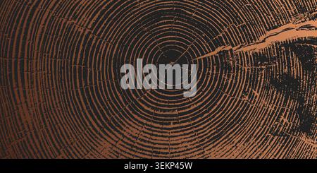 Tree ring pattern showcasing natural wooden texture vector illustration background. Stock Vector