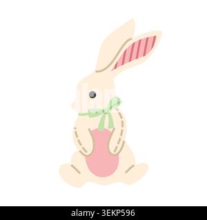 Cute Easter Bunny Illustration in Pastel Colors  Stock Vector