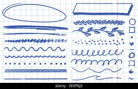 Hand Drawn Decorative Divider Lines and Doodle Borders Set Stock Vector