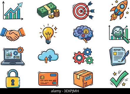 Business doodle elements. Vector illustration. Vector illustration Stock Vector