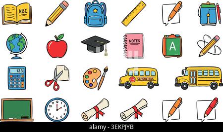 Back to school illustrations hand drawn. Vector illustration Stock Vector