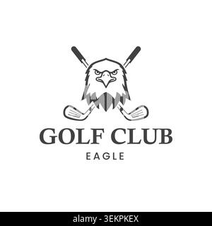 Eagle Head Golf Club Logo Sport Mascot Design Minimalist Elegant Stock Vector