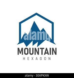 Geometric Mountain Hexagon Adventure Logo Stock Vector
