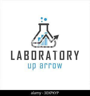 Erlenmeyer Flask And Upward Arrow Graph Logo. Symbol Of Science, Research, And Growth Stock Vector