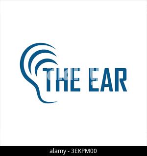 A striped human ear design. Suitable for hearing, audio, medical, or communication symbol logos Stock Vector