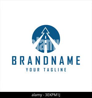 Highway and Upward Arrow in a Circle. Symbol of progress, destination, or fast route. Suitable for transportation and logistics logos. Stock Vector