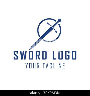 The Logo Of A Sword Piercing A Circle. A Symbol Of Strength, Protection, Justice, Or Strategy. Stock Vector