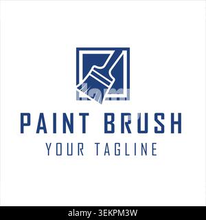 Paint Brush In A Square Logo. Symbol Of Decoration, Painting, Art, Or Home Repair. Stock Vector