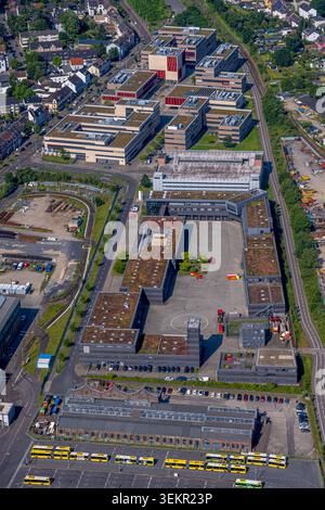 Luftbild, Hochschule Ruhr West - Campus Mülheim und Berufsfeuerwehr Hauptwache Broich, Broich - Ost, Mülheim, Ruhrgebiet, Nordrhein-Westfalen, Deutschland ACHTUNGxMINDESTHONORARx60xEURO *** Aerial view, Hochschule Ruhr West Campus Mülheim and professional fire department main station Broich, Broich Ost, Mülheim, Ruhr area, North Rhine-Westphalia, Germany ACHTUNGxMINDESTHONORARx60xEURO Stock Photo