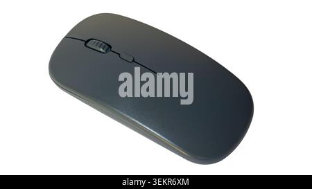 Black Wireless Computer Mouse on White Background, isolated Stock Photo