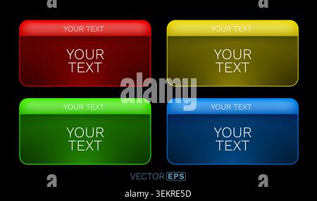 Set of four modern colorful blank banners with rounded corners for your design projects. Vector illustration Stock Vector