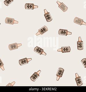 seamless pattern footrest medical bed control cartoon vector Stock Vector